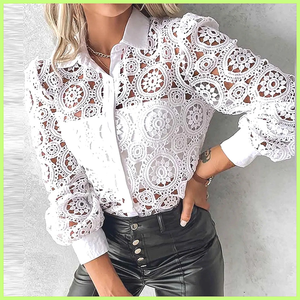2025 Women's White Lace Shirt, - огляд і ціна Blouses