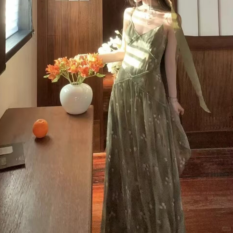 2025 New Vintage Elegant Frenc - огляд і ціна French Vintage Floral Midi Dress