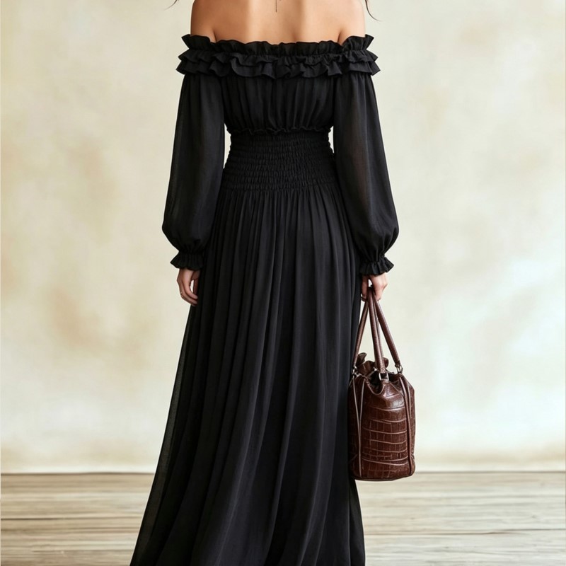Women Off‑Shoulder Ruffle Maxi - огляд і ціна Off Shoulder Puff Sleeve Sundress