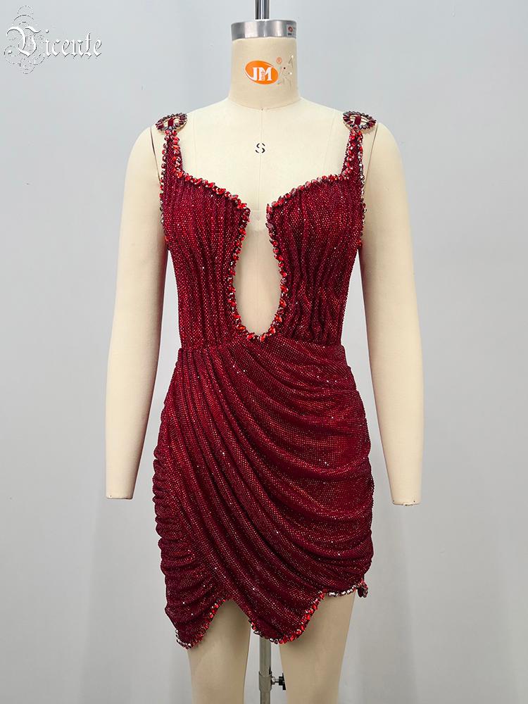 VC 2026 Sexy Red Rhinestone Mi - огляд і ціна Sparkly Rhinestone Club Party Dress