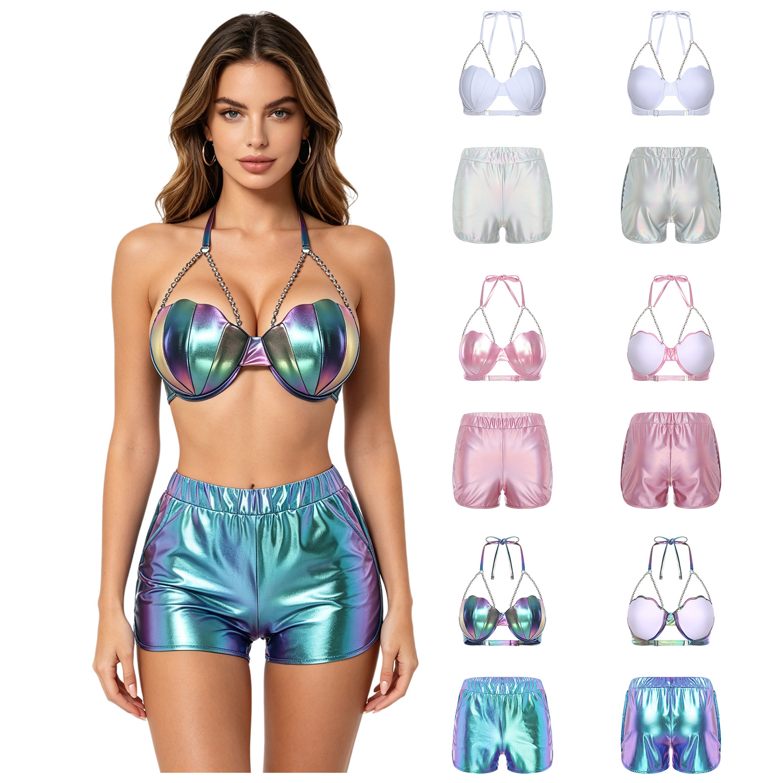Women Metallic Shiny Swimwear  - огляд і ціна Tops