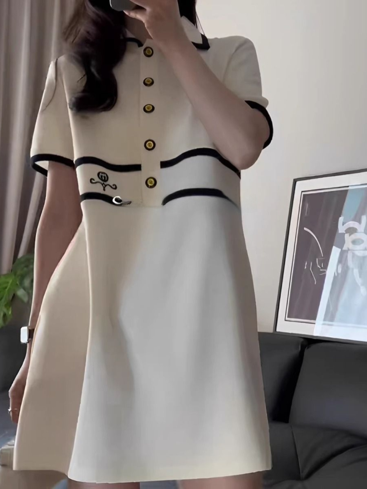 plus Size  Collar Short Sleeve - огляд і ціна Korean Style A Line Shirt Dress
