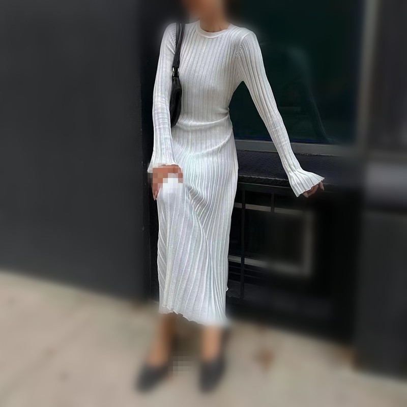 Woman's Autumn V-Neck Knit Ski - огляд і ціна Bodycon Long Sleeve Ribbed Dress