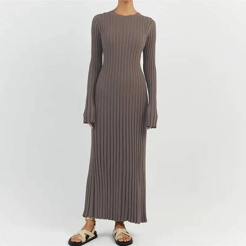 Women Elegant Ribbed Knit Full - огляд і ціна Bodycon Long Sleeve Ribbed Dress
