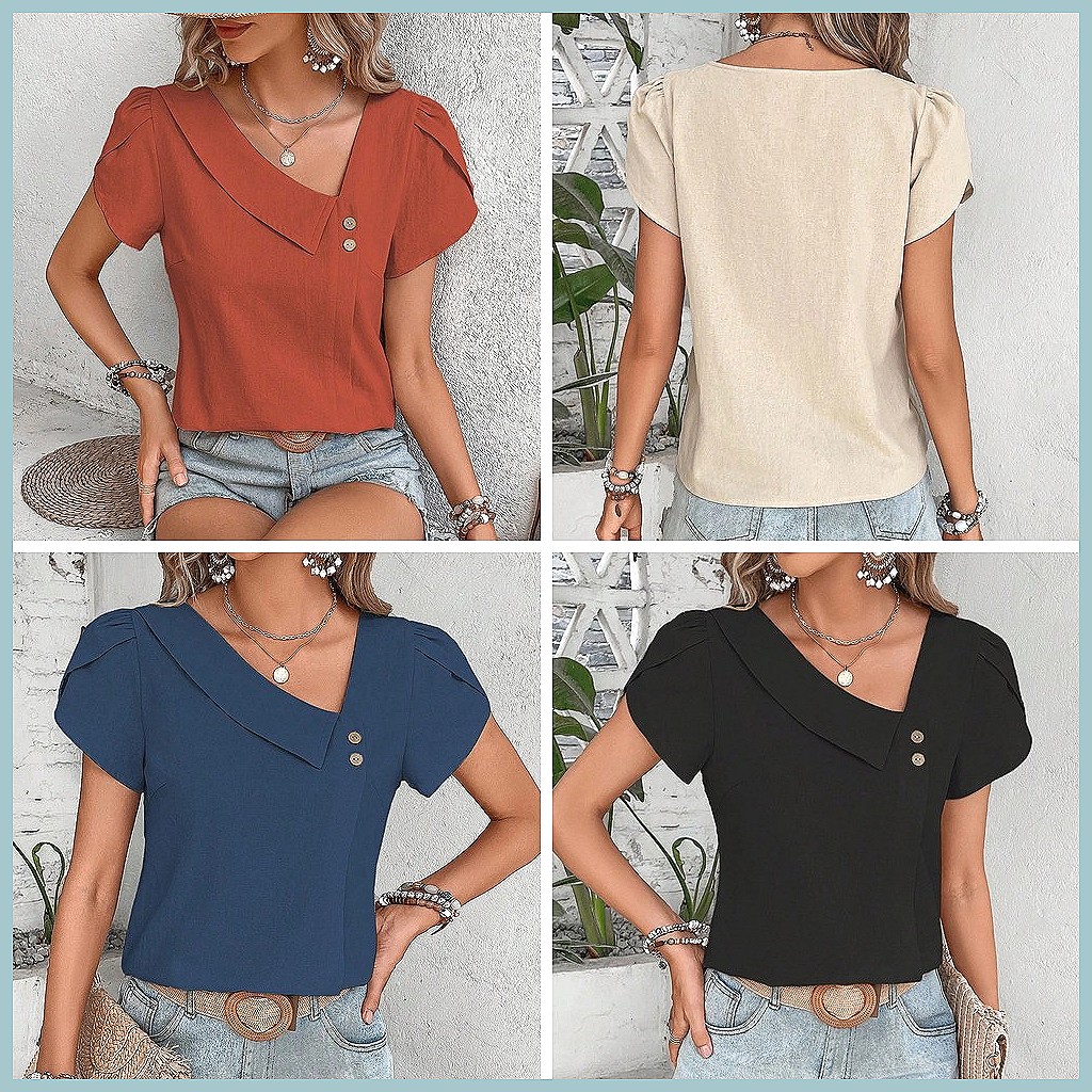2024 Summer Vintage Solid Colo - огляд і ціна Blouses