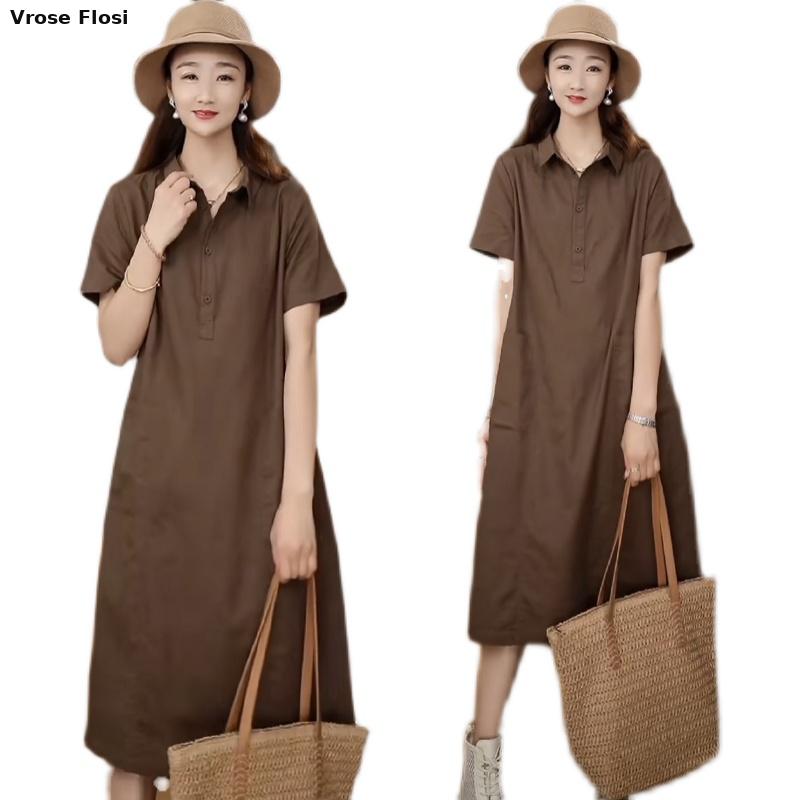 Dress Women's Summer 2024 New  - огляд і ціна Casual Loose Linen Shirt Dress