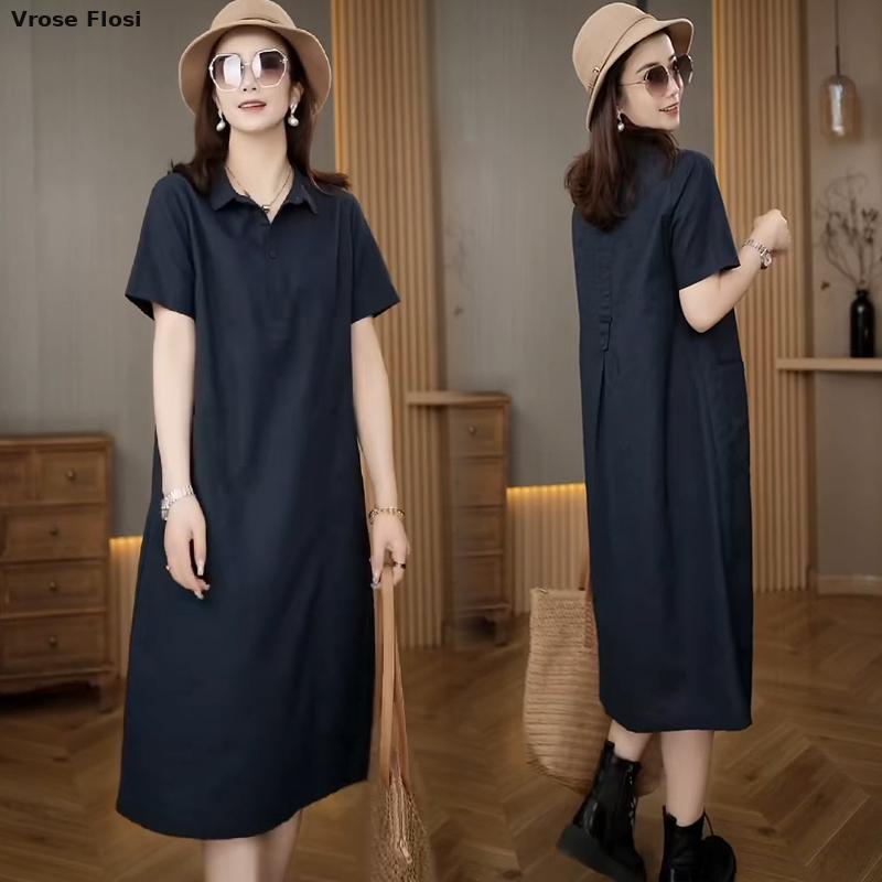 Dress Women's Summer 2024 New  - огляд і ціна Casual Loose Linen Shirt Dress