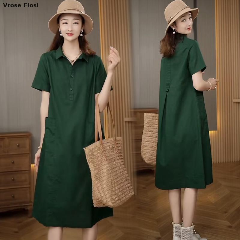 Dress Women's Summer 2024 New  - огляд і ціна Casual Loose Linen Shirt Dress