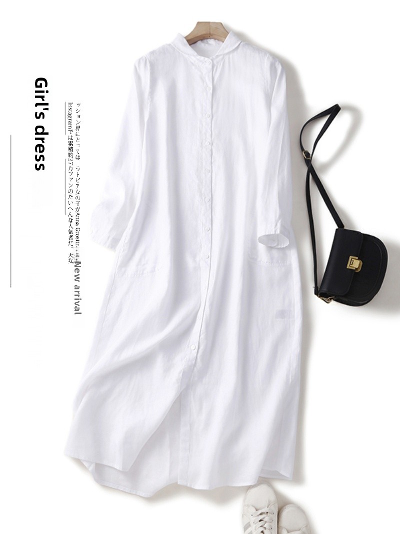Linen Cotton Blend Long Sleeve - огляд і ціна Casual Loose Linen Shirt Dress