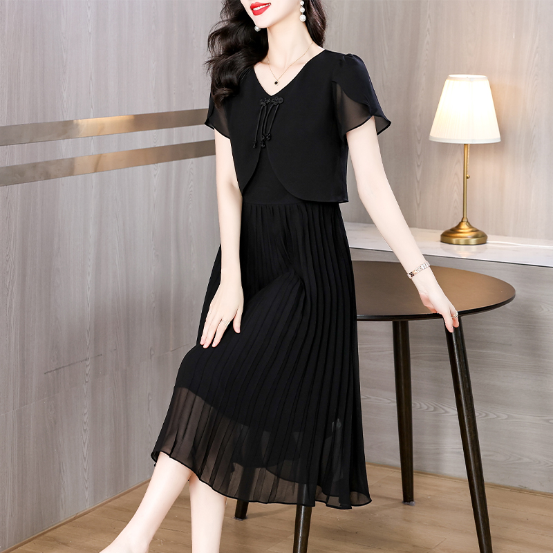 2025 Summer Solid Chiffon Casu - огляд і ціна French Vintage Floral Midi Dress